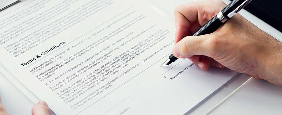 Contratação do seguro garantia judicial: na imagem pessoa lendo termos e condições de contrato de judicial bond