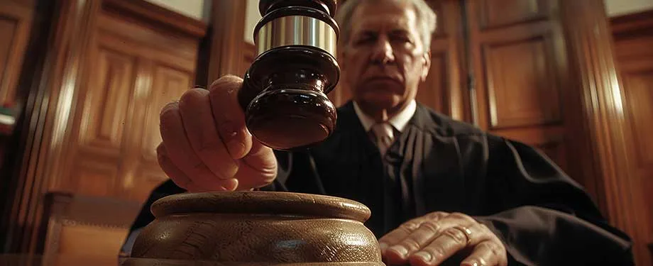 Qual é a ordem de penhora de bens conforme o CPC? Na imagem, juiz com martelo da justiça em alusão a determinação da ordem de penhora de bens, de acordo com o CPC
