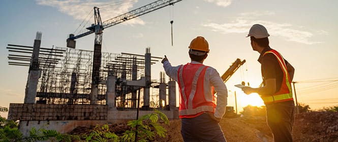 Seguro para construção civil quem paga? Na imagem, trabalhadores prestando serviço em empresa que contratou seguro para construção civil